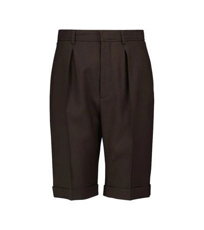 Saint Laurent Paris o1s1wg110924 Pleated Bermuda Shorts in Gabardine in Brown Size 28" / US 6 / IT 42 - 1 Thumbnail