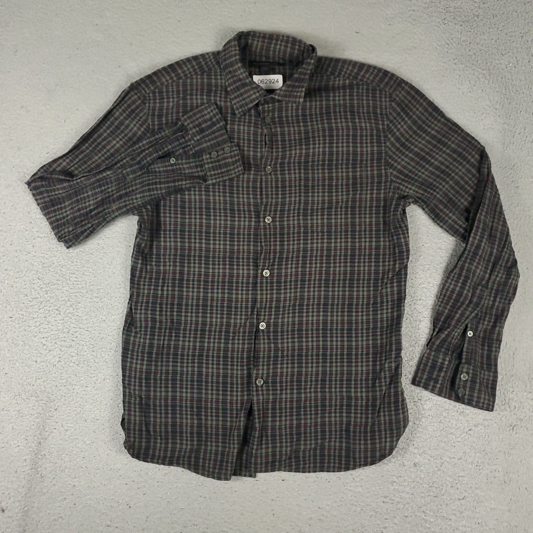 John Varvatos VINTAGE John Varvatos Men's Shirt Long Sleeve Button-Up Cotton Gray Plaid Casual Formal 2000s Mens Size US M / EU 48-50 / 2 - 2 Thumbnail