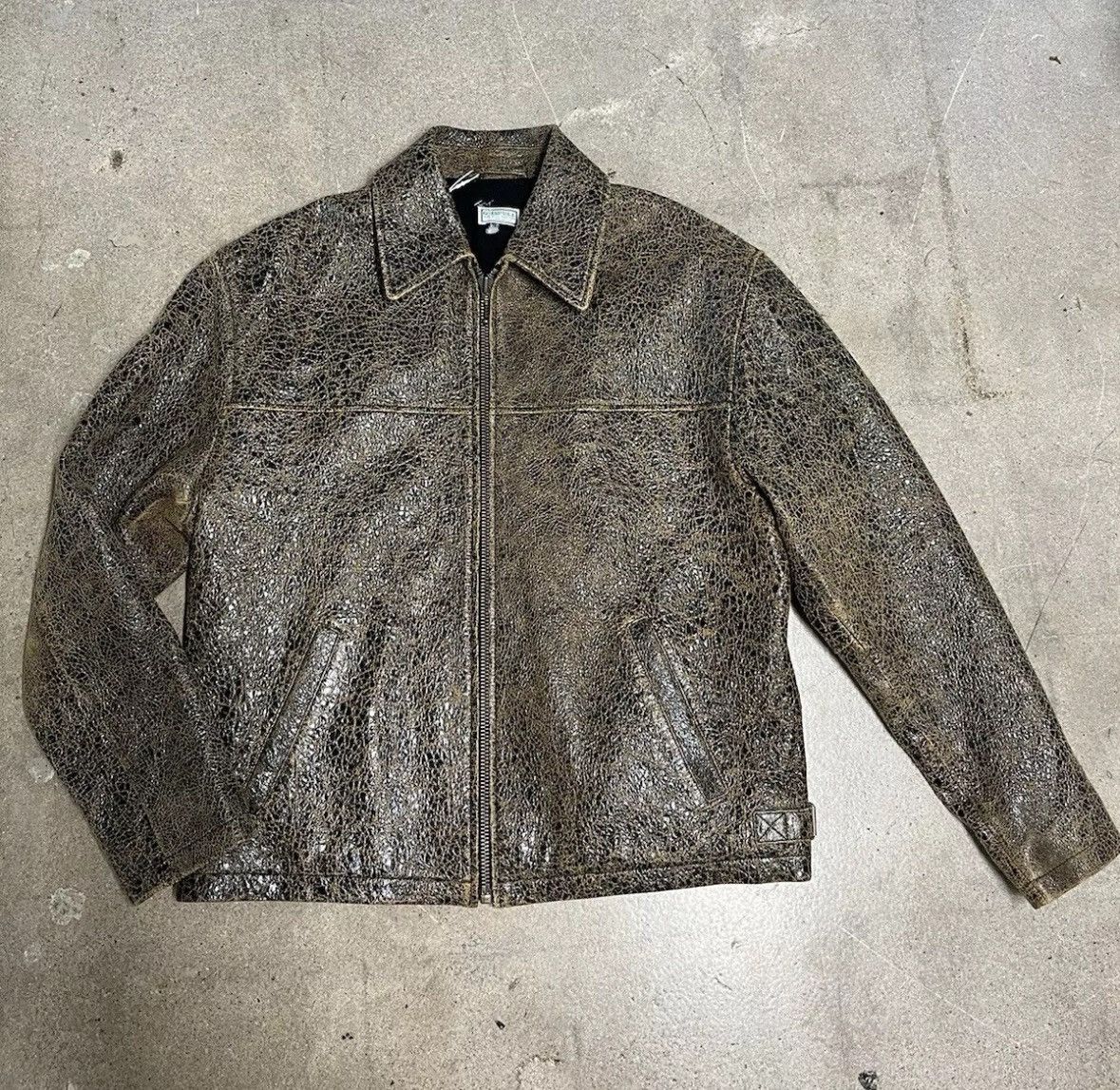 Guess Guess USA brown cracked leather jacket | Grailed