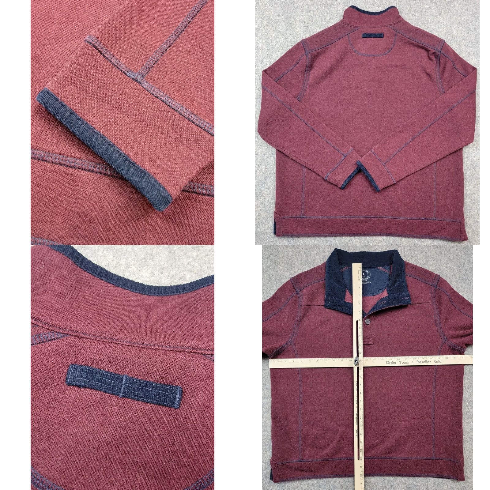 Carbon2Cobalt Carbon 2 Cobalt Sweater Mens Large Red Corduroy Trim Button Pullover Knit 3/4 Button Casual Outdoor Preppy Classic Fall Winter Size US L / EU 52-54 / 3 - 8 Thumbnail