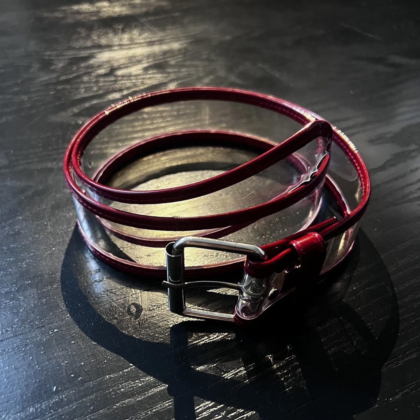 Vintage Vintage Red Clear Stripe Translucent Belt Silver Buckle Size ONE SIZE - 1 Thumbnail
