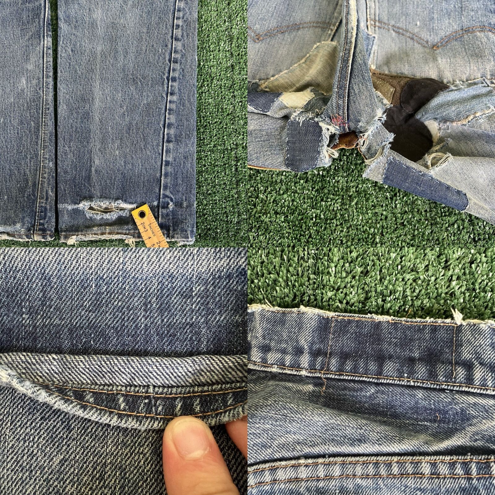 Levi's VINTAGE Levi's 505 Jeans Mens 32x34 Blue Denim Regular Straight USA 70s Talon Repairs Single Stitch #5 Button Short Description? Size US 32 / EU 48 - 8 Thumbnail