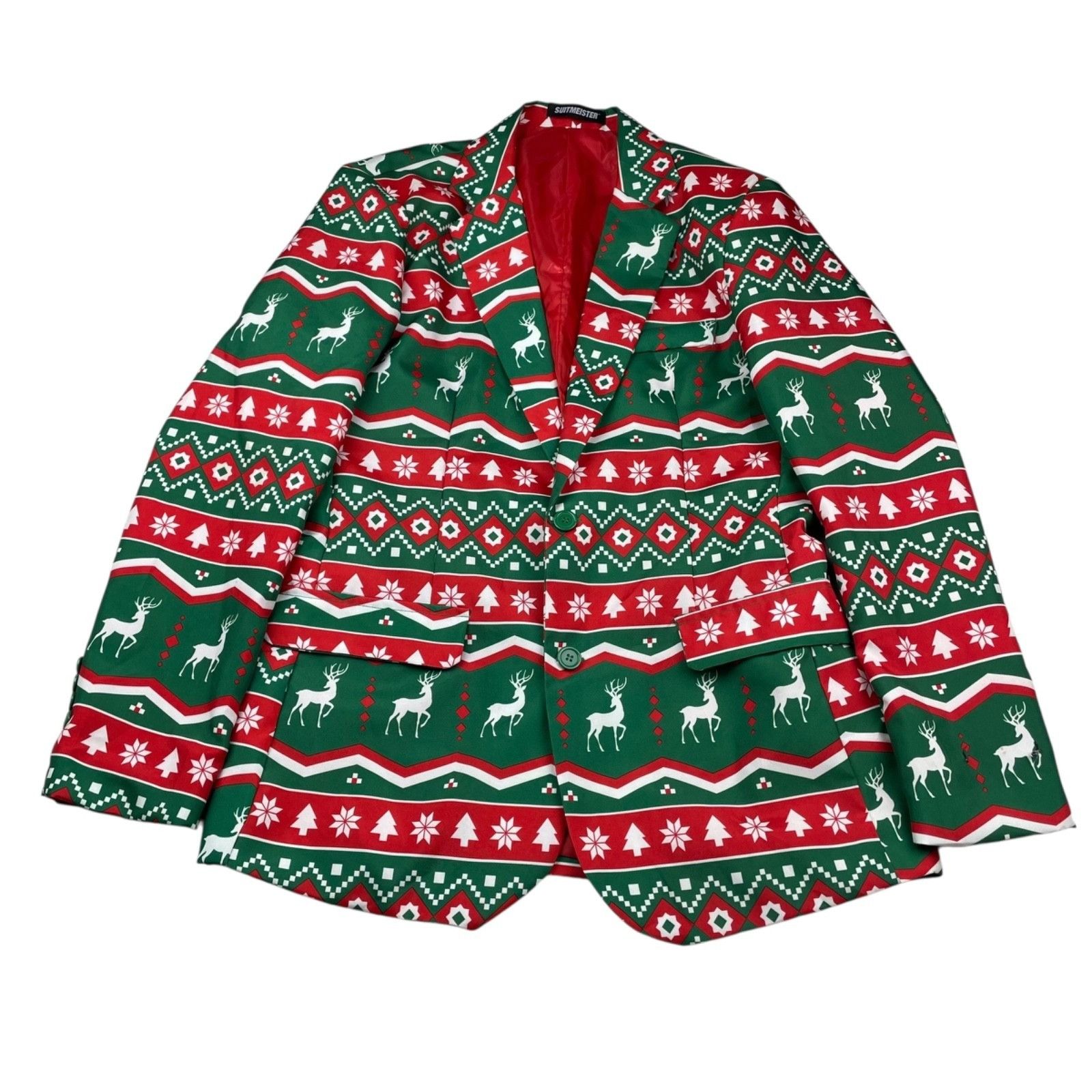 Other Suitmeister Men's Ugly Christmas Blazer Red/White/Green Rein Size 38R - 2 Thumbnail