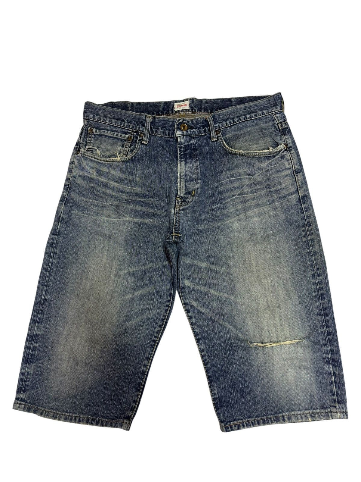 Edwin Vtg 90s Edwin Buckle Orange Tags Short Jeans Size US 36 / EU 52 - 1 Thumbnail
