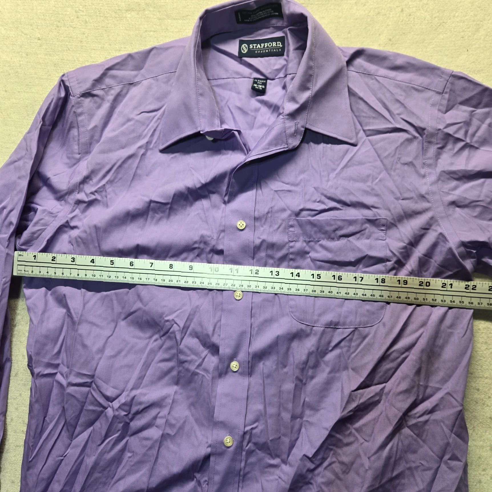 Stafford Stafford Shirt Solid Light Purple Long Sleeve Button Up Classic Fit Mens 16.5 Purple Cotton Blend Dress Shirt Collar Spread 16.5 Mens Size US XL / EU 56 / 4 - 4 Thumbnail