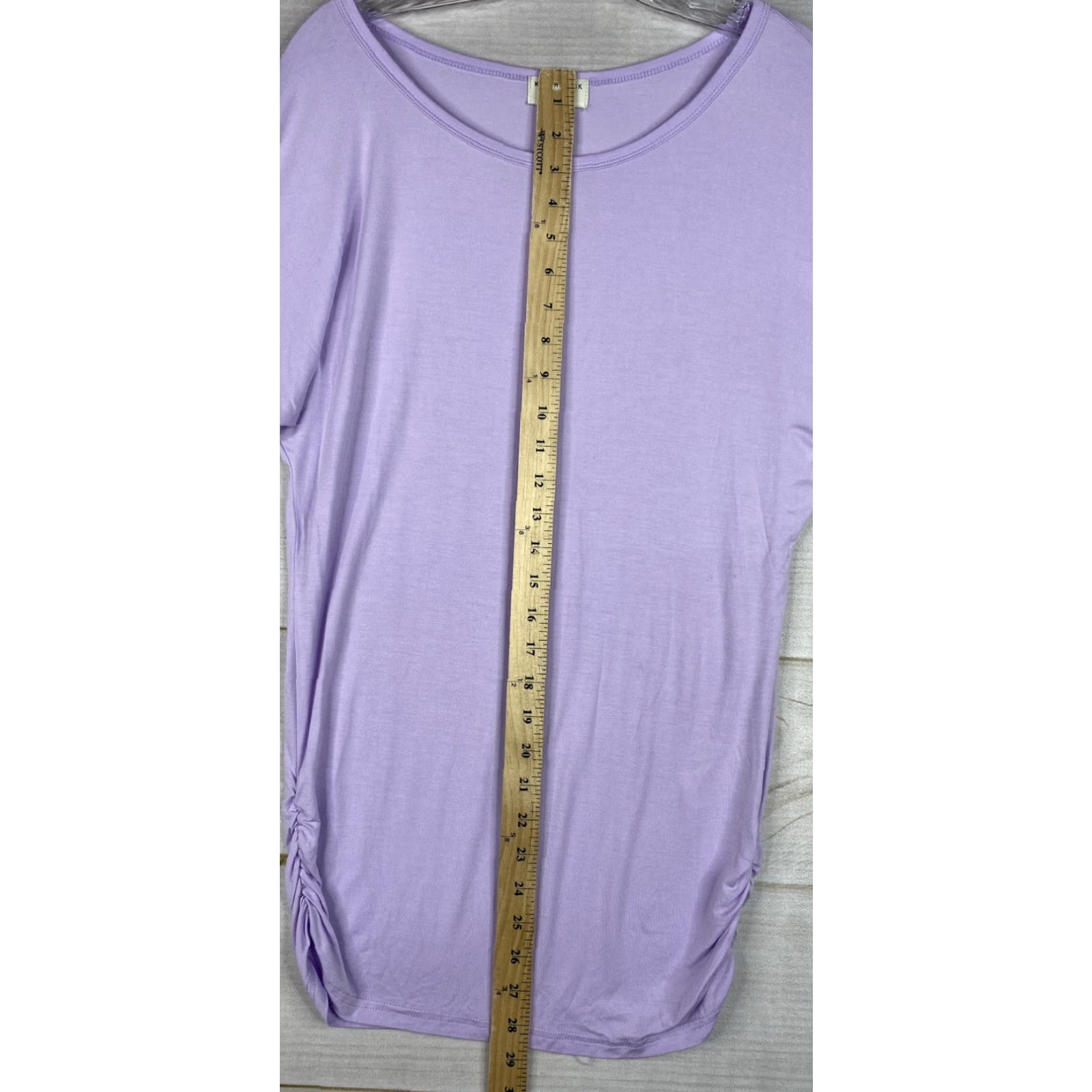 B Sides Matchstick Shirt Womens S Purple Dolman Sleeve Tee Short Sleeve Ruched Sides Stretch Size S / US 4 / IT 40 - 6 Thumbnail