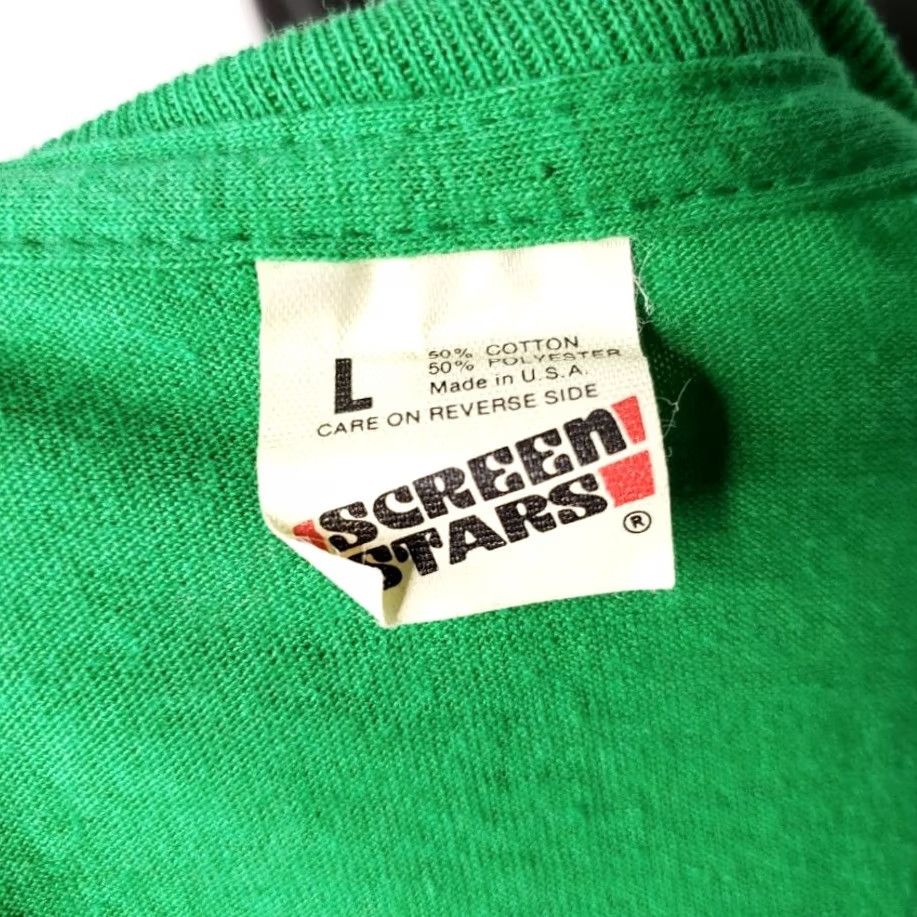 Vintage VINTAGE Screen Stars T Shirt Softball 80s Mens Large Green Short Sleeve Crew Neck 50/50 Made In USA Graphic Tee Girls/Mens Size US L / EU 52-54 / 3 - 6 Thumbnail