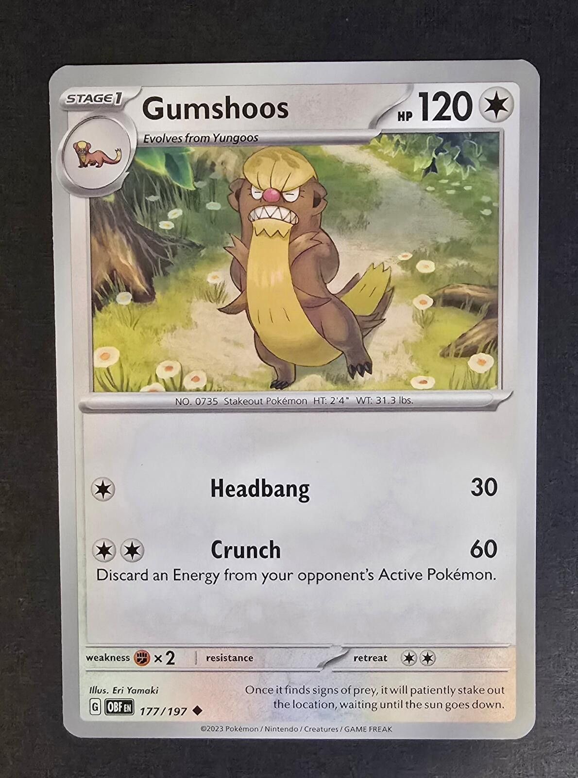 Other Gumshoos Pokémon Obsidian Flames set 177/197 Size ONE SIZE - 1 Thumbnail