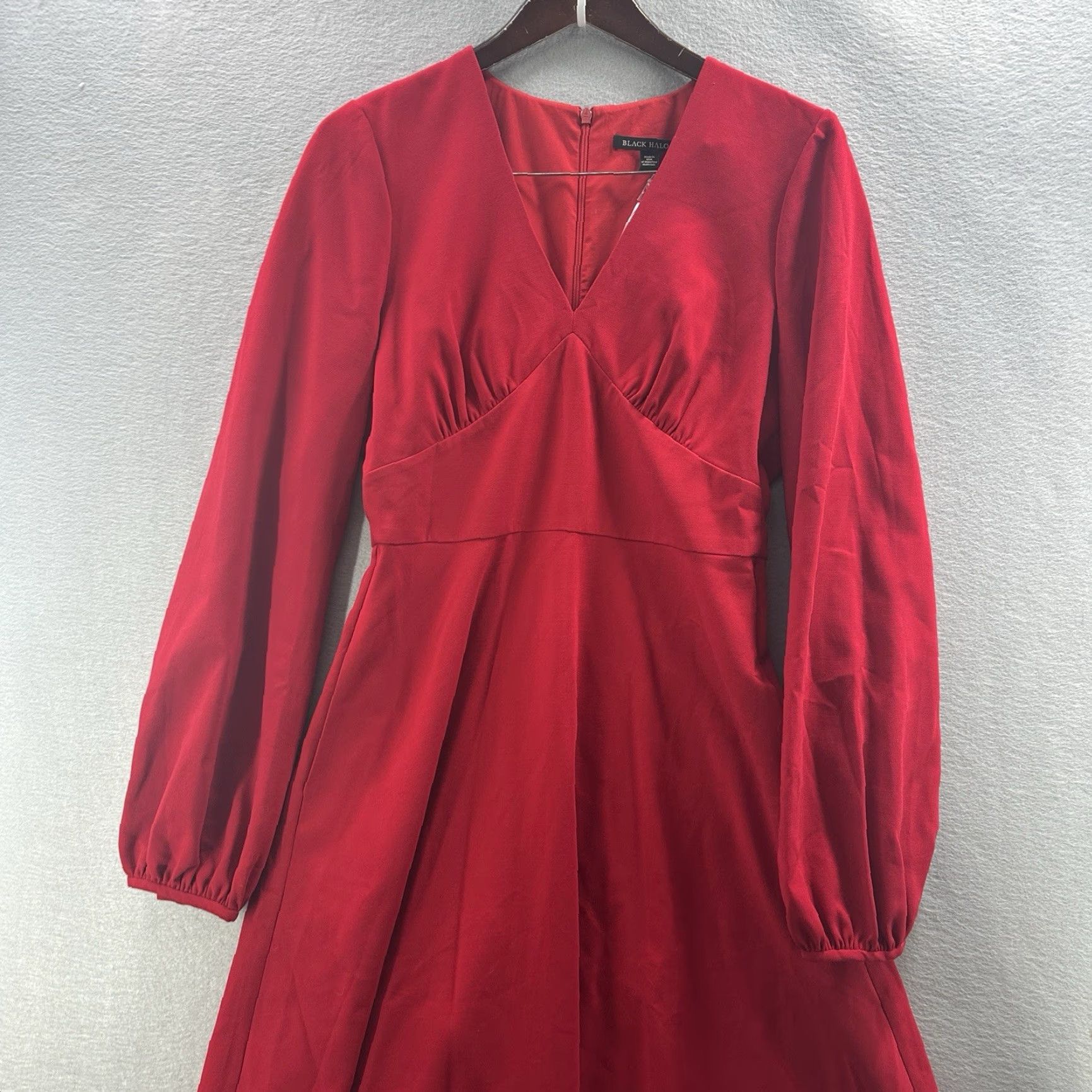 Black Halo Black Halo Dress Womens 8 Fit & Flare Dress V-Neck Knee Length Red - Formal, Party/Cocktail, Wedding, Workwear Women XS-XL? Size M / US 6-8 / IT 42-44 - 3 Thumbnail
