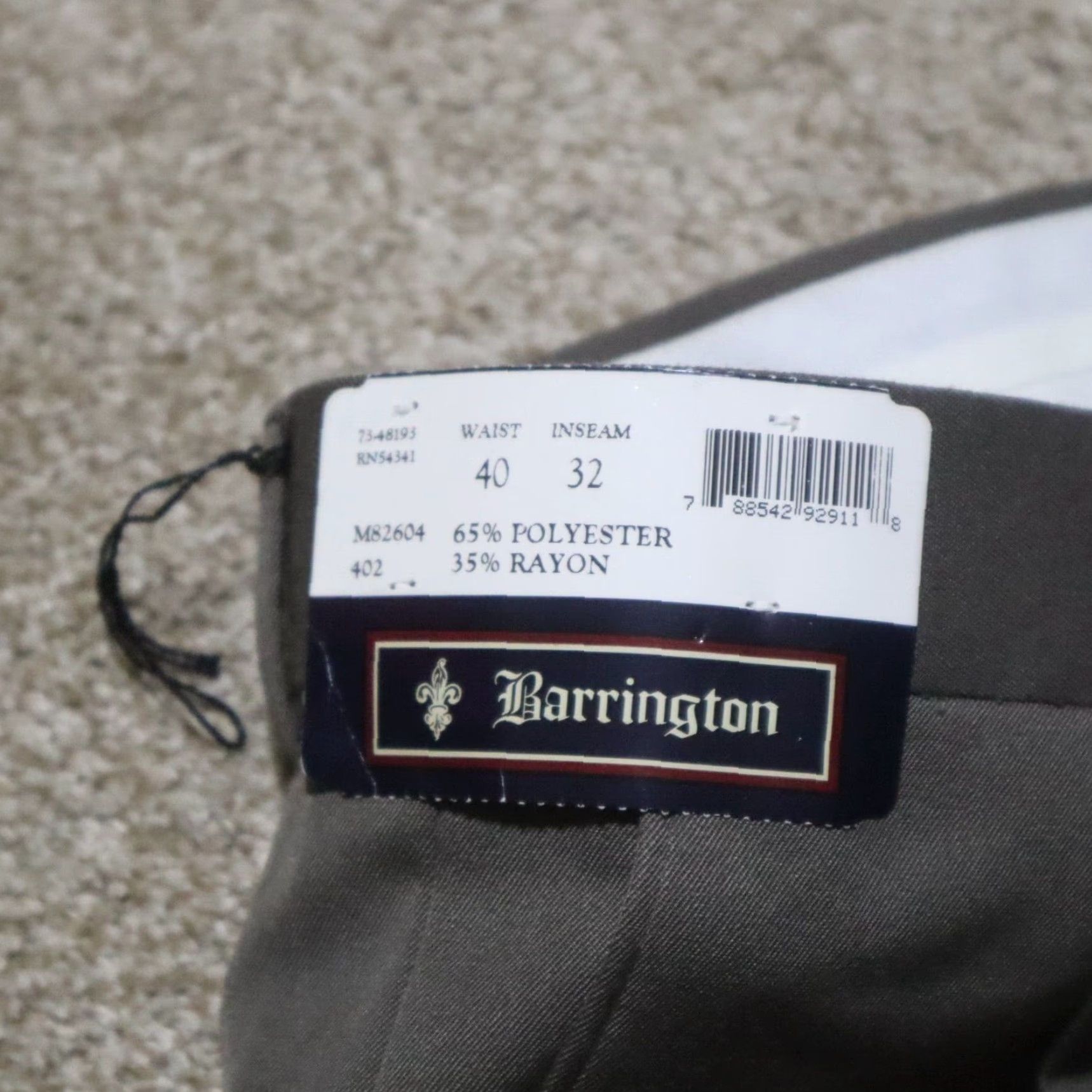 Vintage Barrington Premier Pleated Cuffed Charcoal Gray Wool Dress Pants Size 40x30 Men Shirt? Size US 40 / EU 56 - 2 Thumbnail