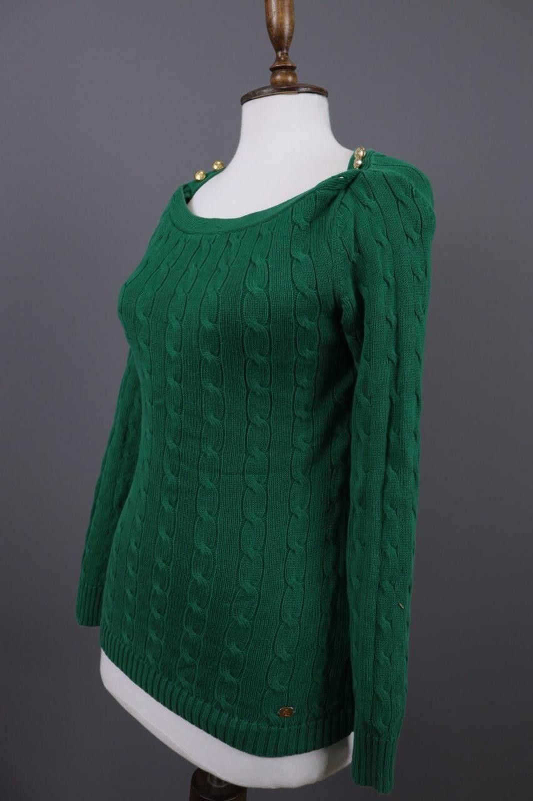 Lauren Ralph Lauren Green Rare Cable Knit Sweater Size XS