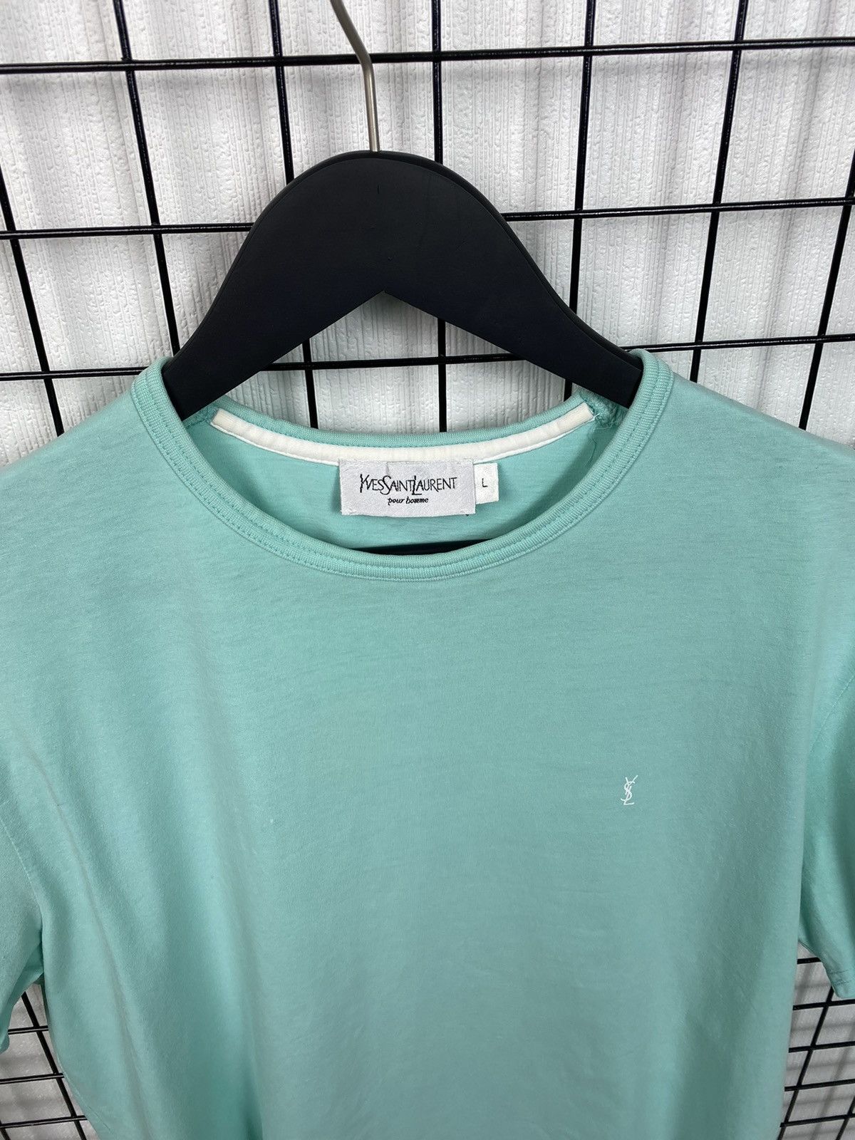 Yves Saint Laurent Vintage 90s Yves Saint Laurent YSL T Shirt rare turquoise Size US L / EU 52-54 / 3 - 12 Thumbnail