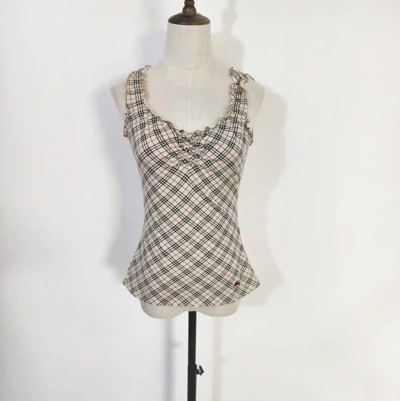 Burberry Burberry Summer Khaki Check Cotton Top Size M / US 6-8 / IT 42-44 - 1 Thumbnail
