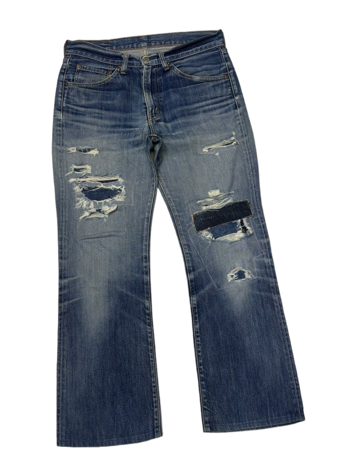 Levi's VINTAGE LEVIS 517 PATCHWORK DISTRESS FLARE JEANS Size US 32 / EU 48 - 4 Thumbnail