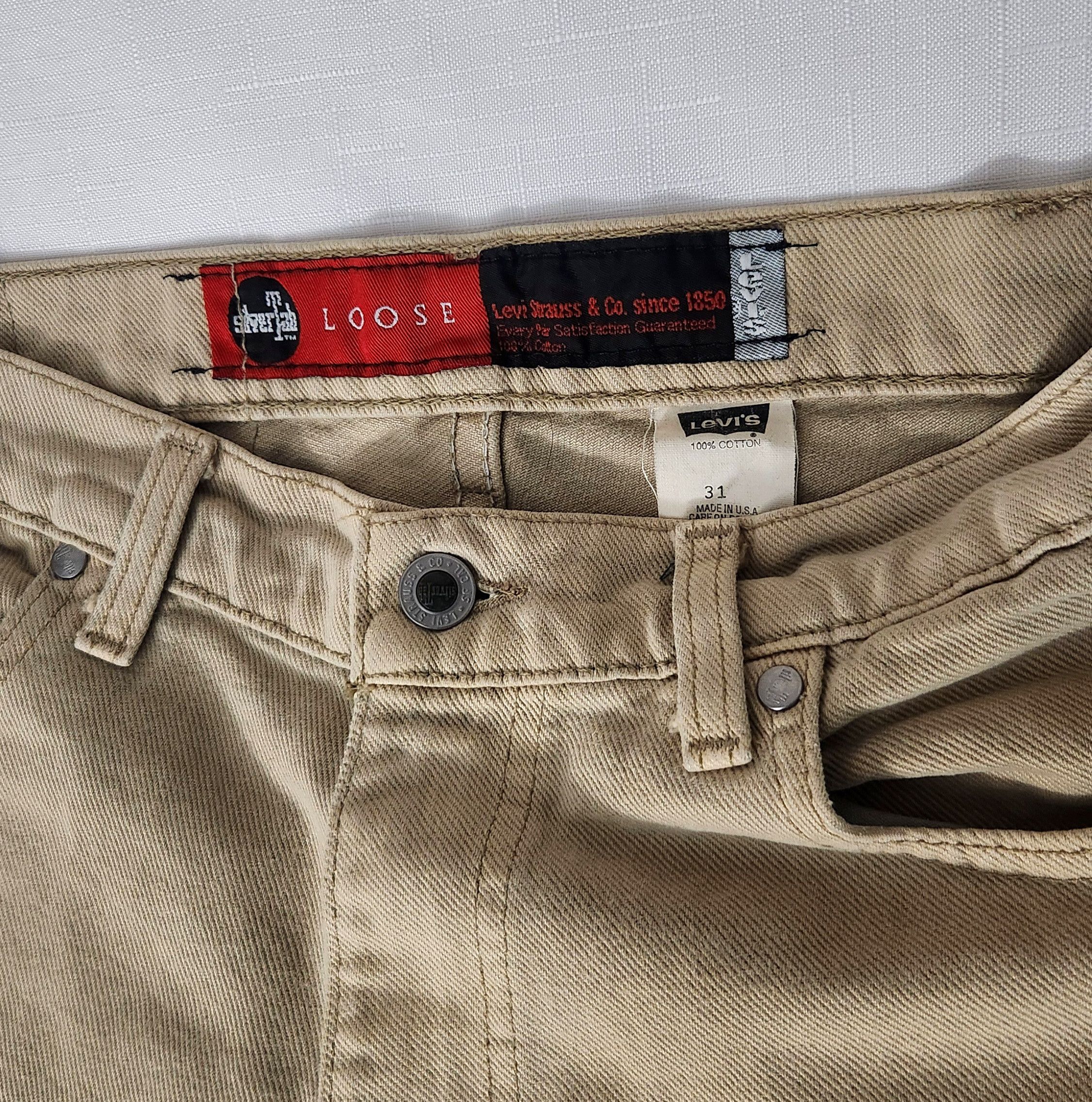 Levi's × Vintage Vtg 90s Levi’s Silver Tab Loose Fit Jeans Shorts Beige 31 Size US 31 - 4 Thumbnail