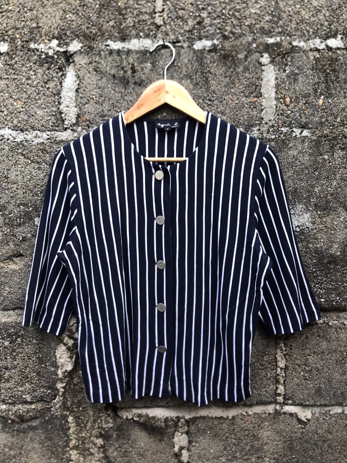 image of Summer Spring Agnes B Striped Button Up in Blue, Women's (Size 2XS)