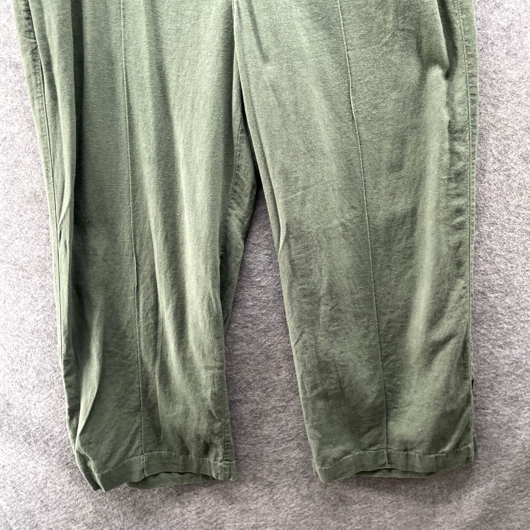 Gap VINTAGE? No. Gap Linen Blend Pants Womens LP Olive Green Pull On Wide Leg High Rise Pants Size 36" / US 14 / IT 50 - 4 Thumbnail