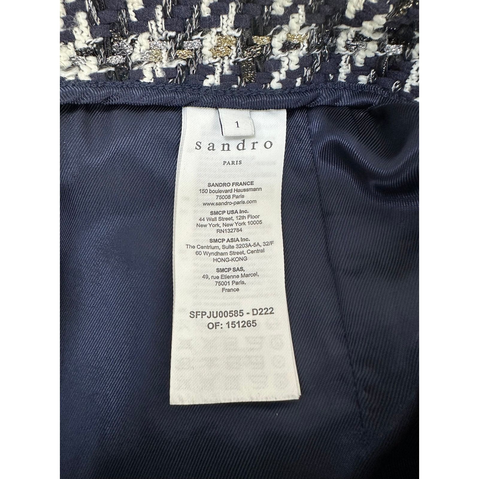Sandro Sandro Houndstooth Decorative Buttons Skirt Sz.1 Size 27" / US 4 / IT 40 - 6 Thumbnail