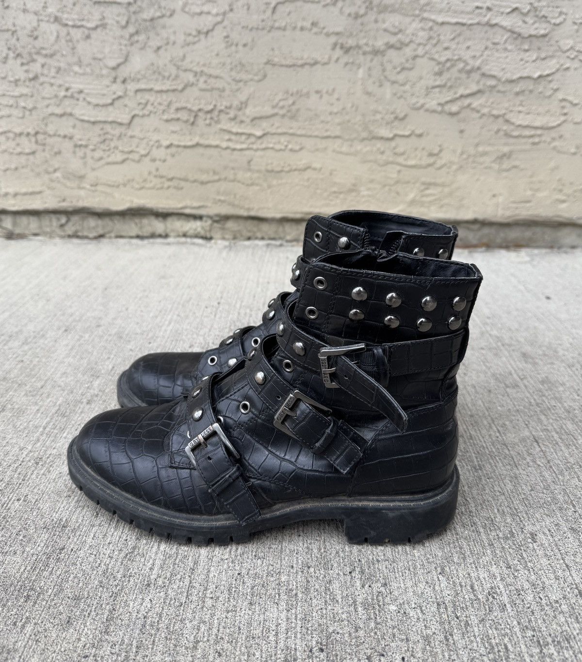 Guess GUESS SNAKESKIN BUCKLE STUDDED BOOTS Size US 7 / IT 37 - 1 Thumbnail