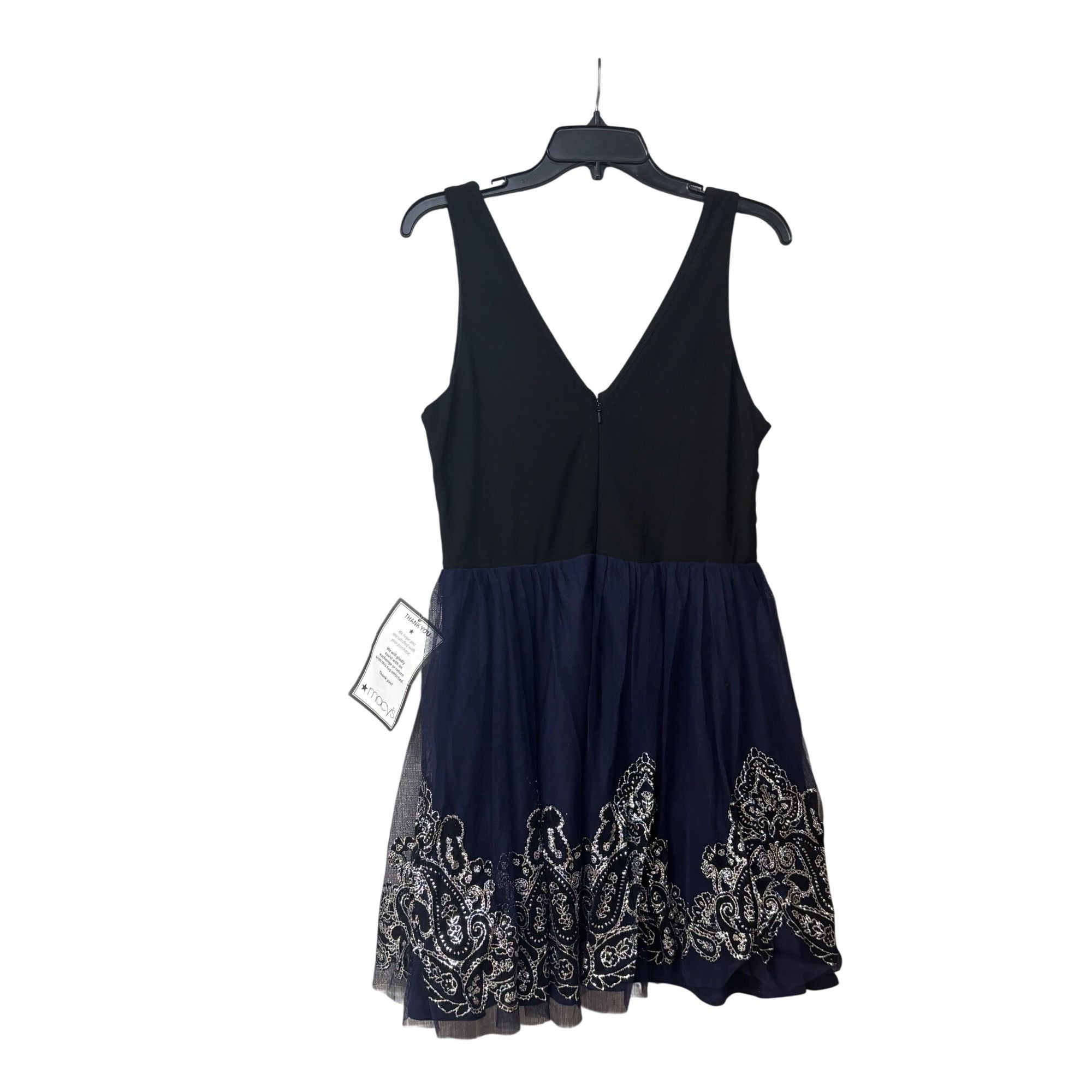 Other Blondies Nites Junior’s Fit and Flare Party Dress, Black/nav Size ONE SIZE - 8 Thumbnail