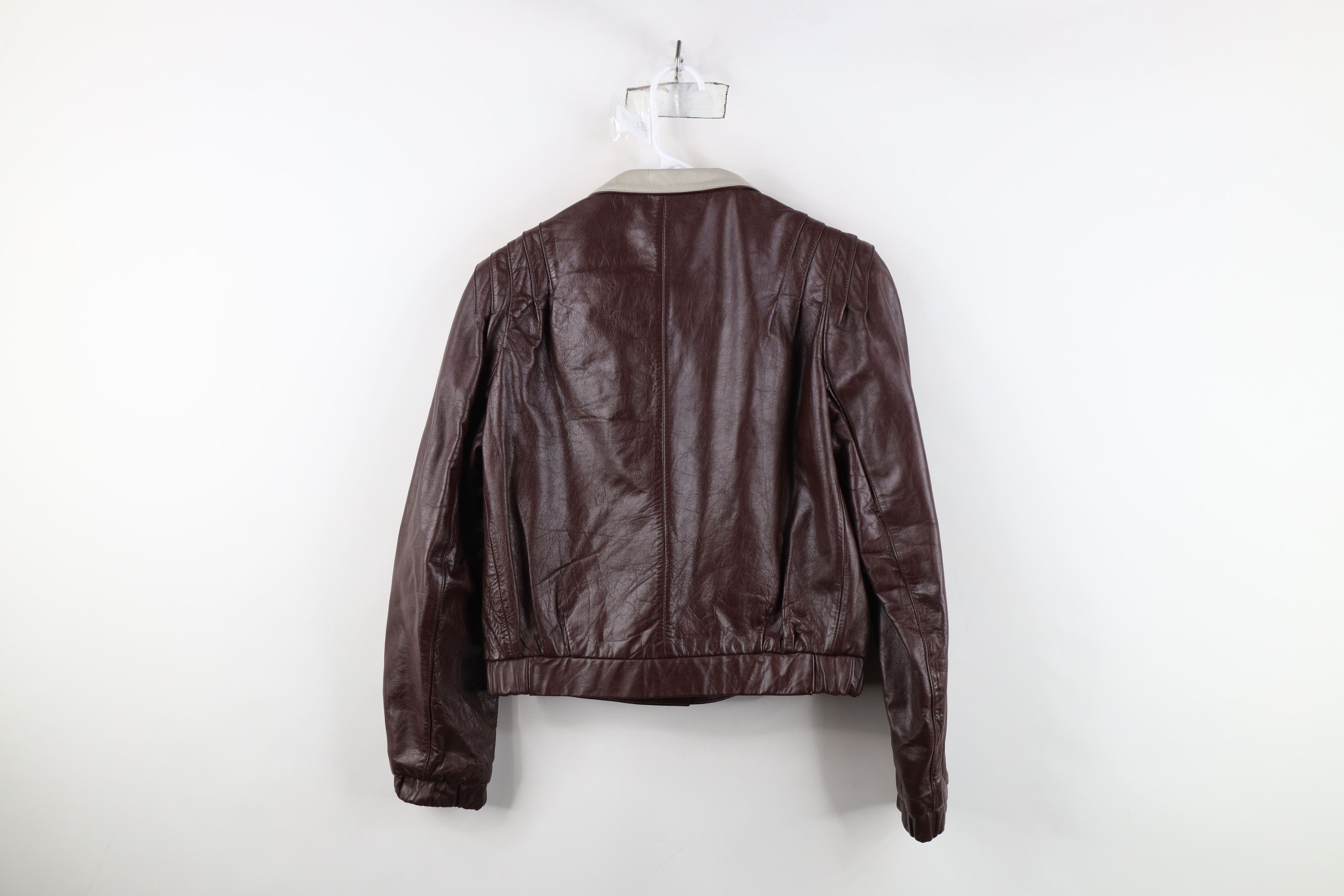 Vintage Vintage 80s 90s Streetwear Leather Bomber Jacket Oxblood Red Size M / US 6-8 / IT 42-44 - 13 Thumbnail