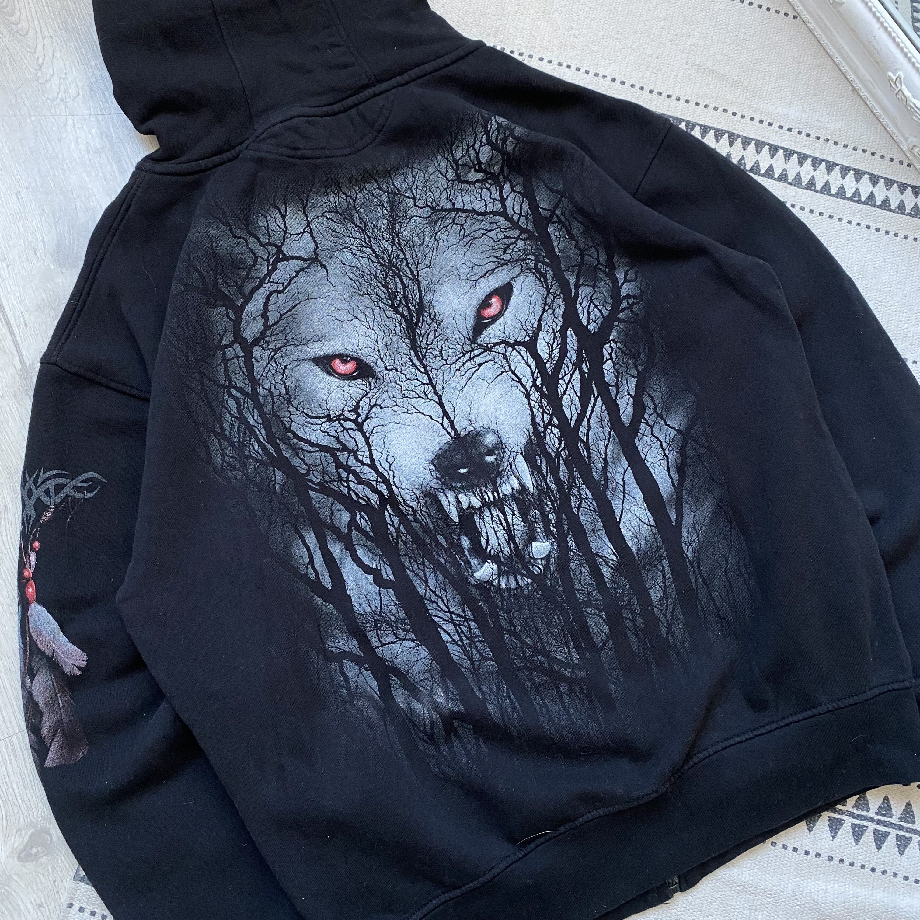 Russell Athletic 🐺Vintage 00 Y2K Wolf Graphic hoodie Zip up Wolves Rock Size US L / EU 52-54 / 3 - 8 Thumbnail