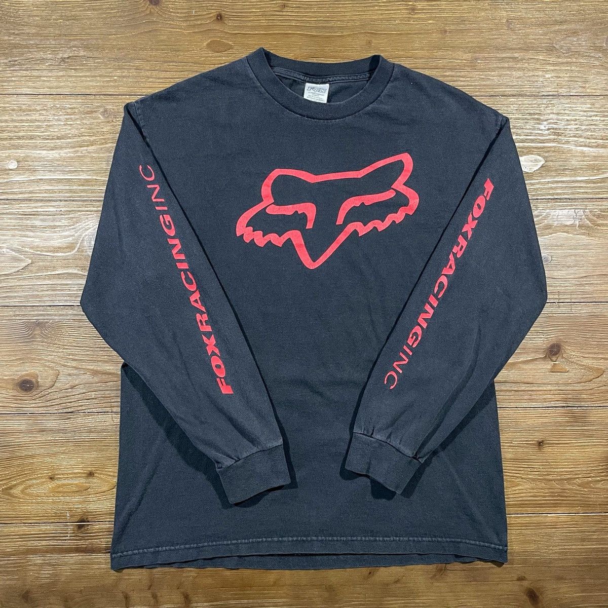 Sweat-shirt Vintage Fox Racing Années 90 - Taille L, Couleur Bleu, Occasion Très Bon état
