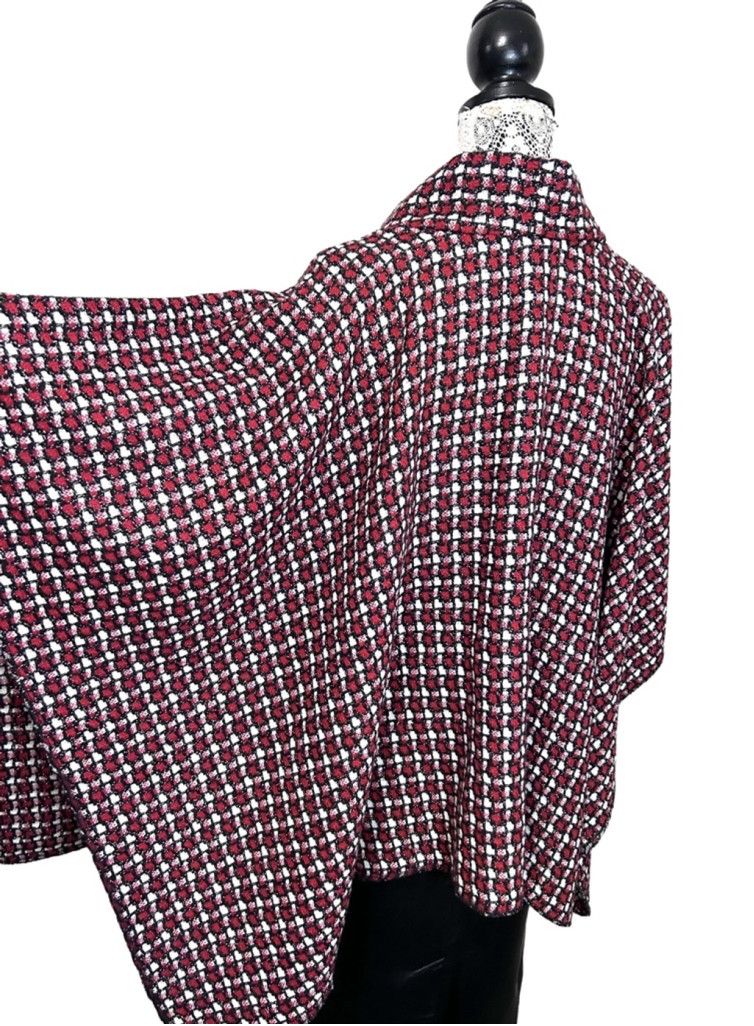 Other Vintage handmade red plaid metallic accents Cape Poncho OS Size ONE SIZE - 4 Thumbnail