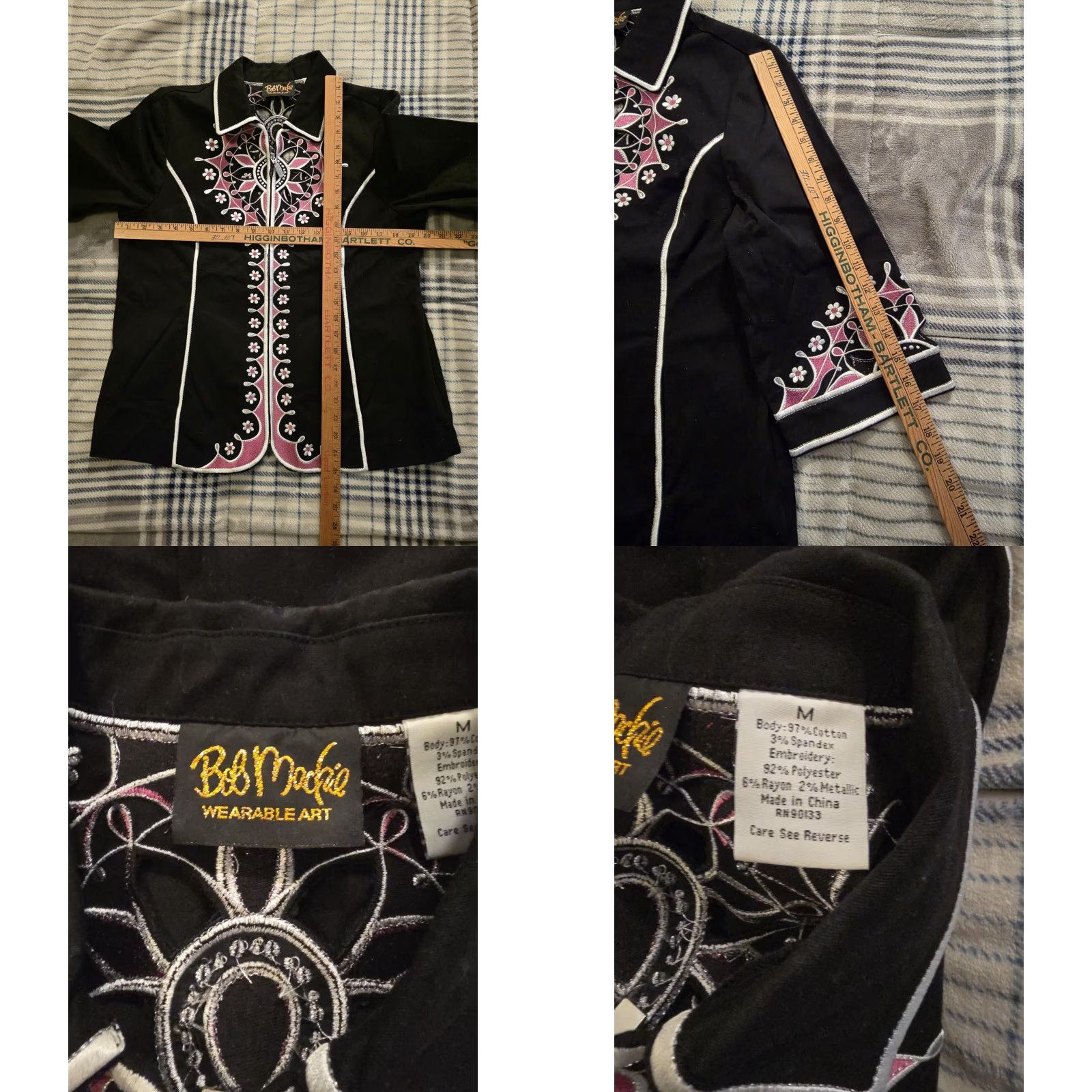 Bob Mackie VINTAGE Bob Mackie Wearable Art Full Zip Jacket Black Embroidered Women's Size Medium Size M / US 6-8 / IT 42-44 - 8 Thumbnail