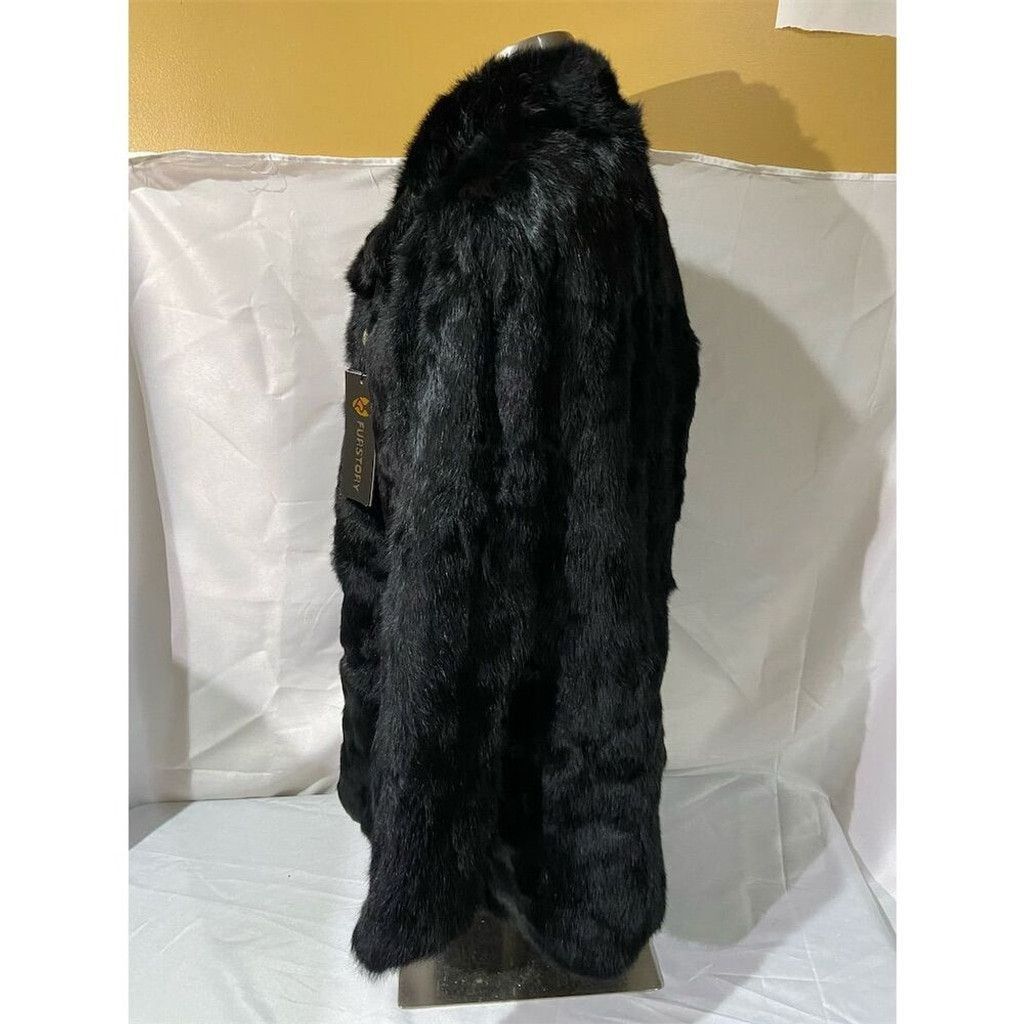 Fourstar Furstory Vintage Black Rabbit Fur Overcoat Women's Luxury Size L / US 10 / IT 46 - 2 Thumbnail