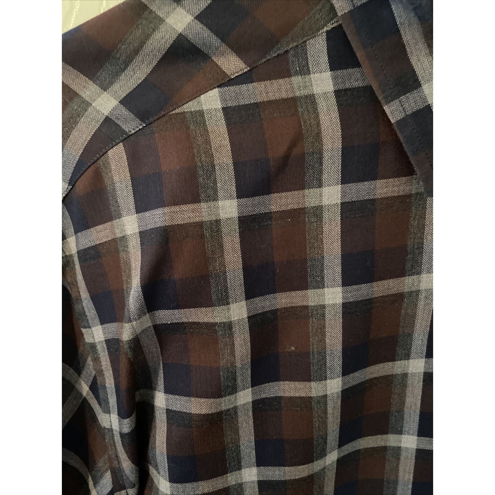 Vince Camuto Vince Camuto Long Sleeve Button Up Shirt Brown Blue Plaid L Size US L / EU 52-54 / 3 - 3 Thumbnail