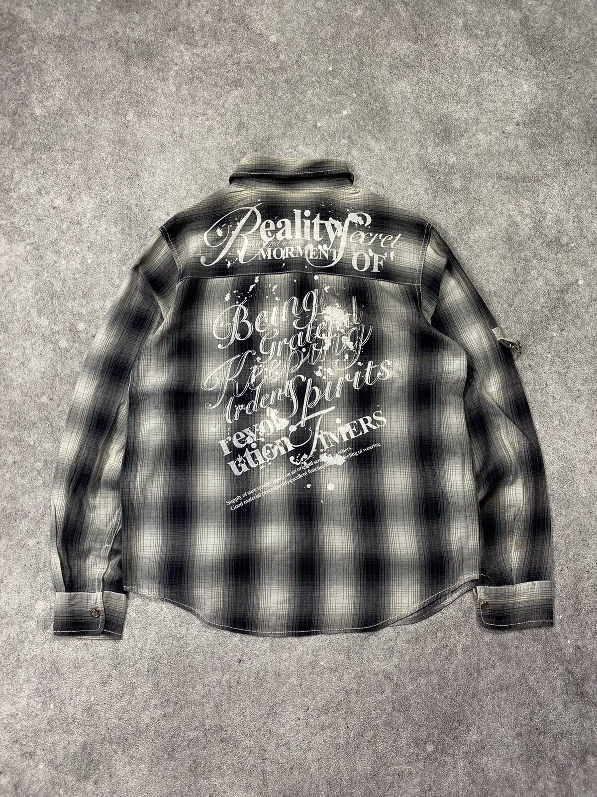 If Six Was Nine × Japanese Brand × Le Grande Bleu (L.G.B.) Tinley Warning Japanese Poem Plaid Shirt Size US M / EU 48-50 / 2 - 2 Thumbnail