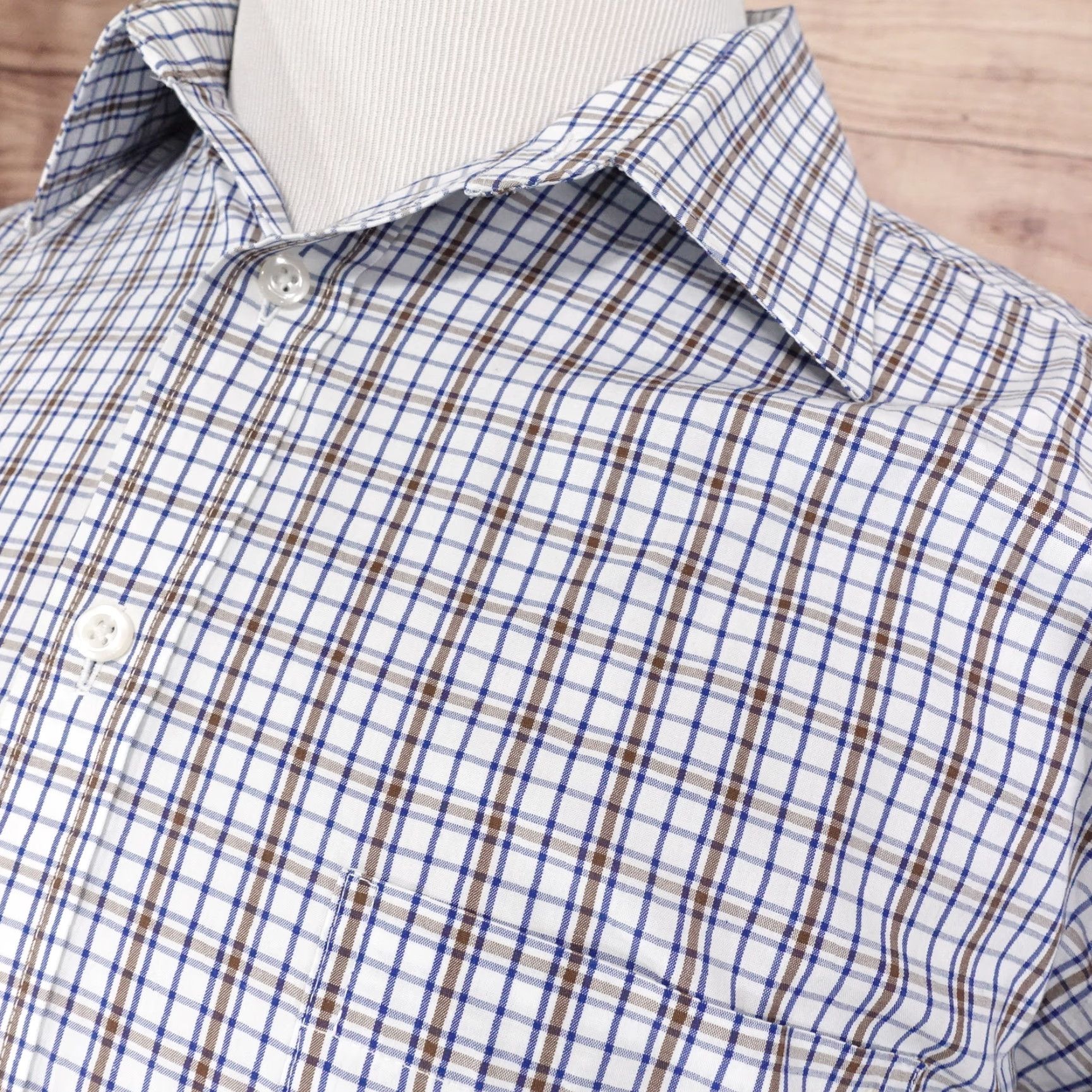 Stafford VINTAGE Stafford Check Dress Shirt Men Long Sleeve Cotton 16.5 Neck Business Casual Formal 90s Size 42R - 2 Thumbnail