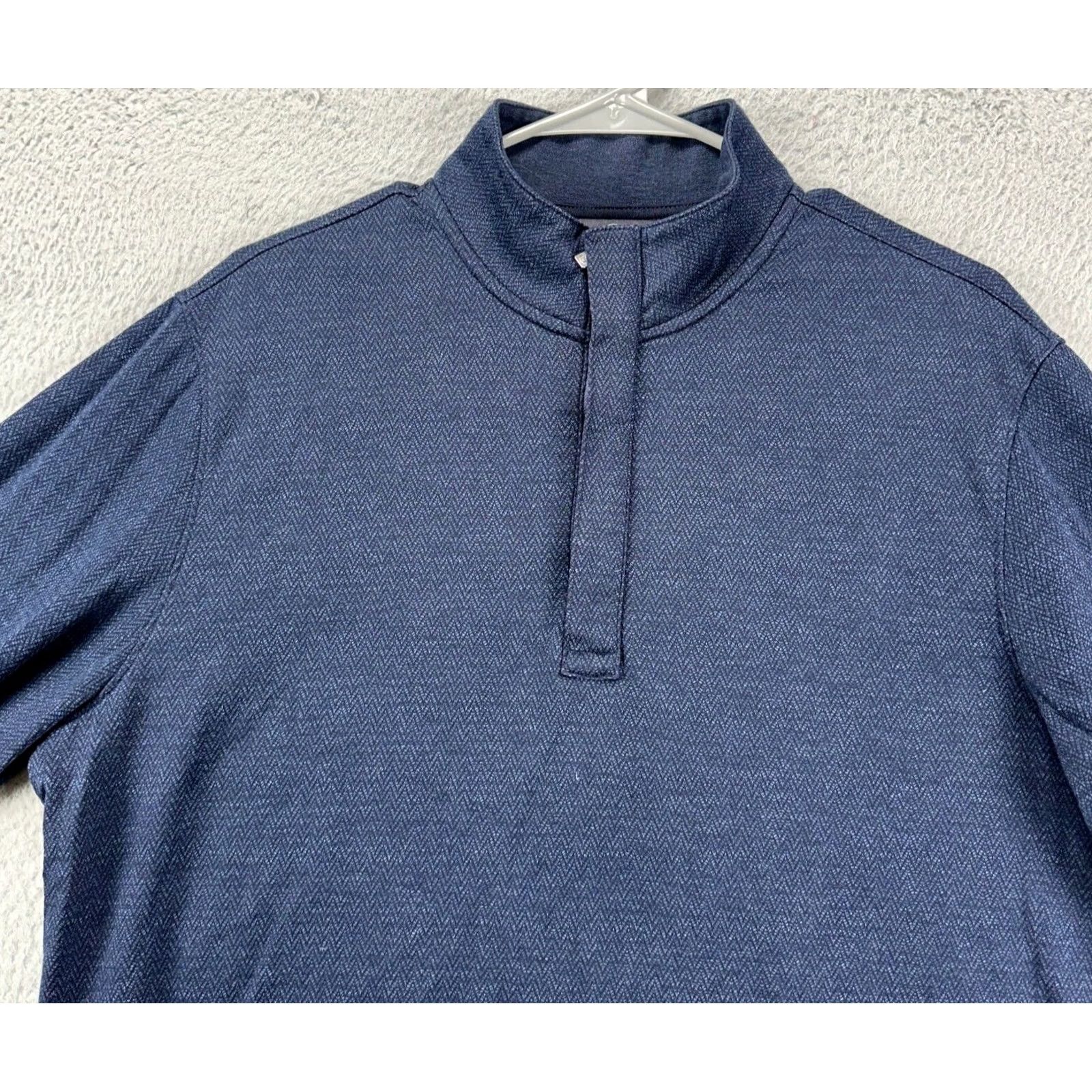 Hart Schaffner Marx Hart Schaffner Marx Sweater Mens Medium Blue Herringbone Quarter Zip Pullover Size US M / EU 48-50 / 2 - 2 Thumbnail
