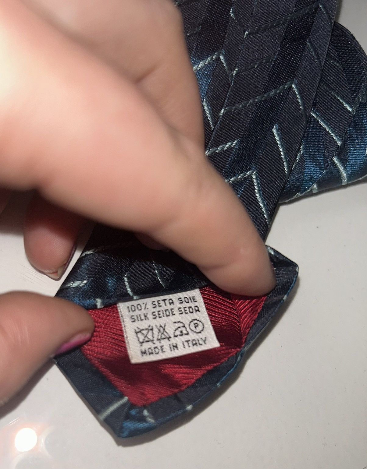 Valentino Valentino Blue Chevron Silk Neck Tie Size ONE SIZE - 10 Thumbnail