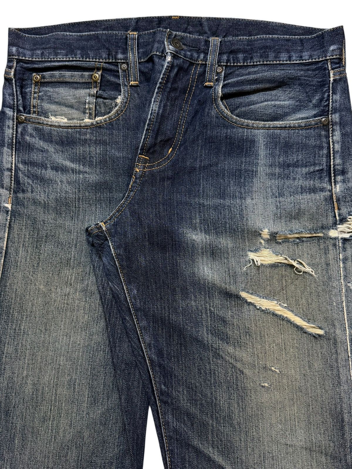 GU Vintage Y2K Japanese GU Faded Wash Distressed Straight Leg Size US 32 / EU 48 - 3 Thumbnail
