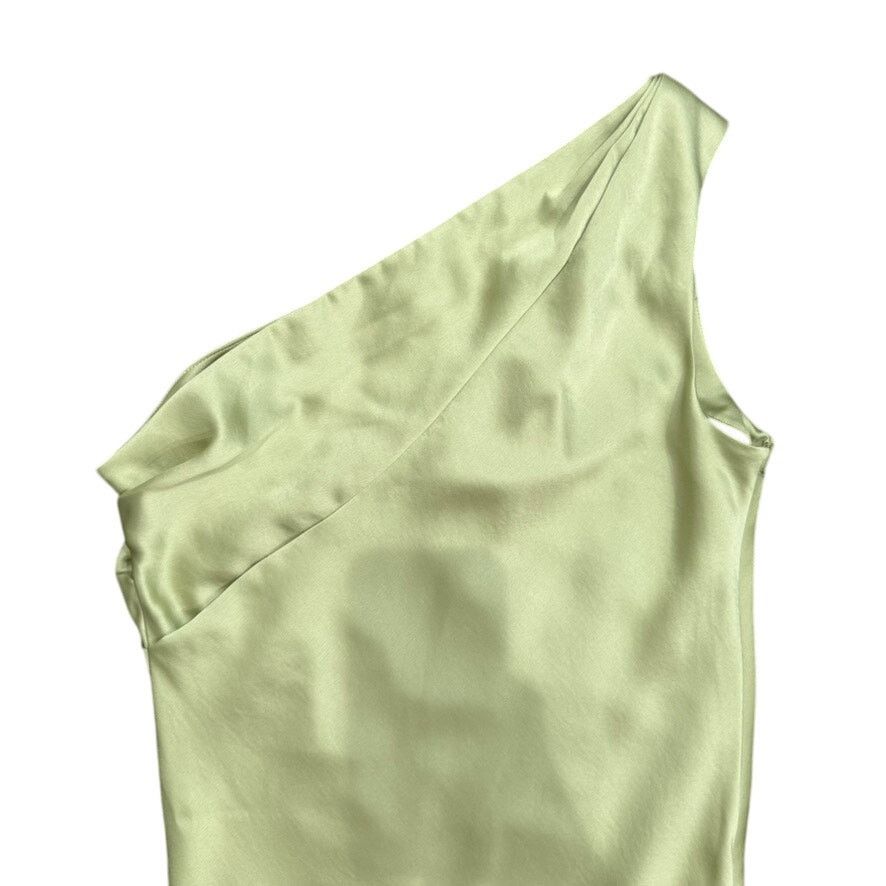Tanya Taylor One Shoulder Stassi Dress in Green, Size US 10
