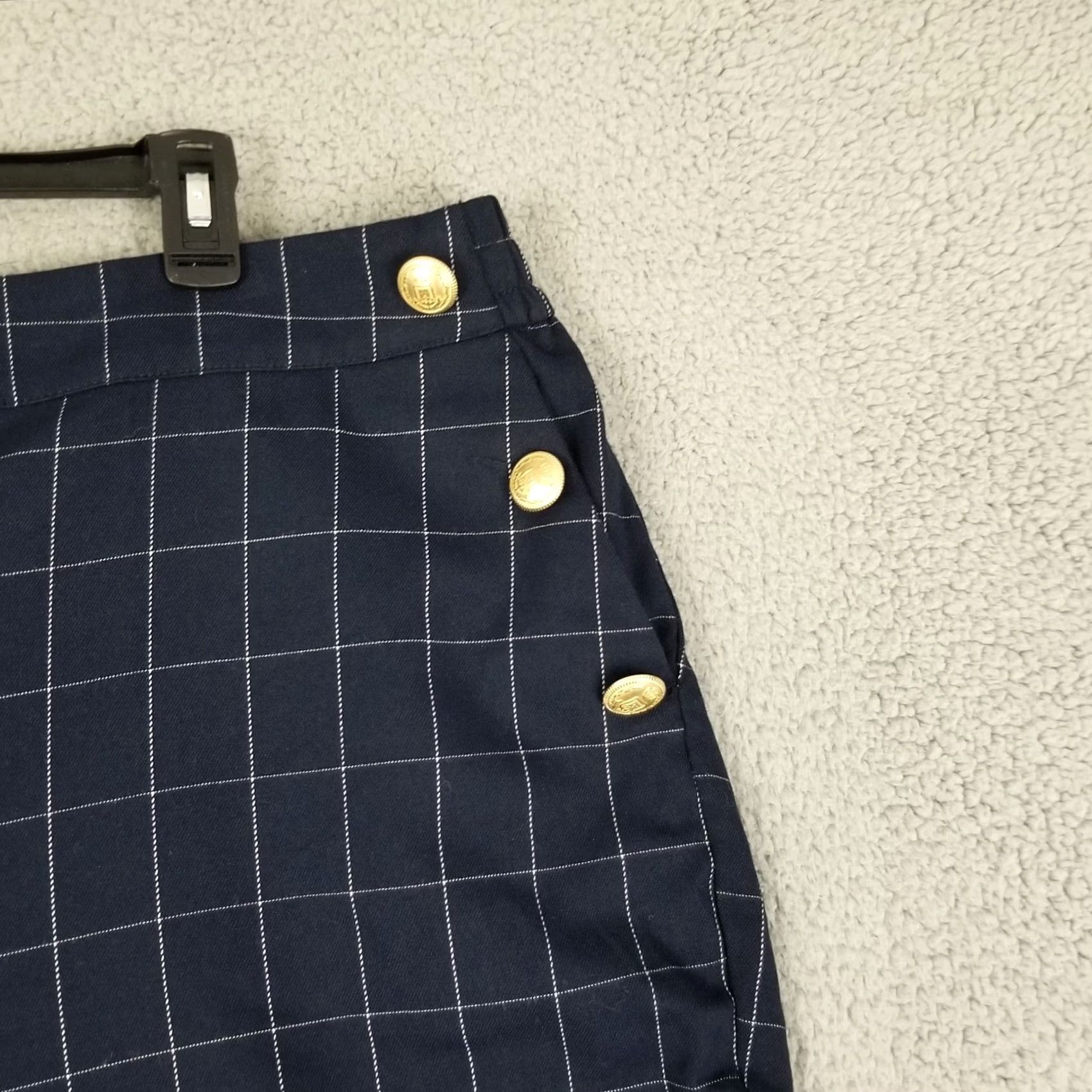 Vintage Lane Bryant Pants 26 Career Drape Relaxed Ankle Navy Blue Window Pane Trousers Size 26" / US 2 / IT 38 - 2 Thumbnail