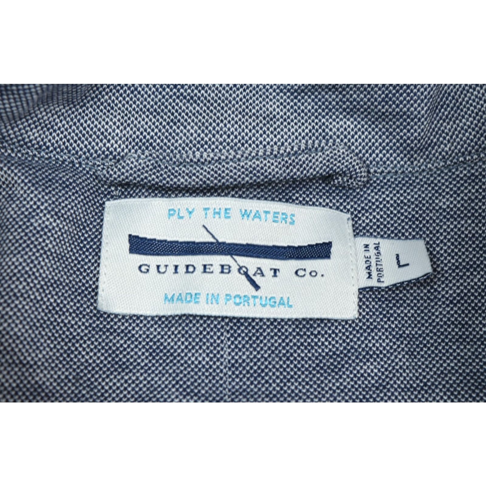 CO Guideboat Co Loop Collar Shirt Blue Woven Cotton Long Sleeve ButtonUp Mens Large Size US L / EU 52-54 / 3 - 6 Thumbnail