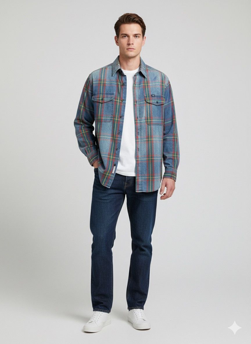 Lee 🔥Distressed Vintage Lee Made in Usa Flannel Size US M / EU 48-50 / 2 - 1 Thumbnail