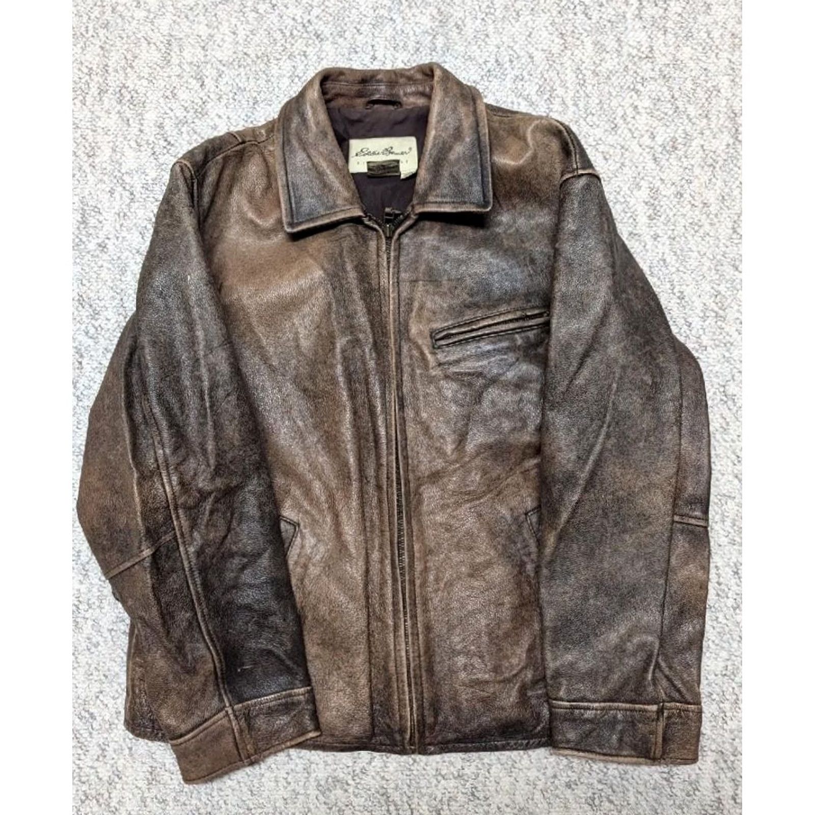 Eddie Bauer VINTAGE Eddie Bauer Motorcycle Jacket Womens M Brown Leather Patina 1990s Distressed Vintage Patina Leather Jacket Womens M Size M / US 6-8 / IT 42-44 - 3 Thumbnail