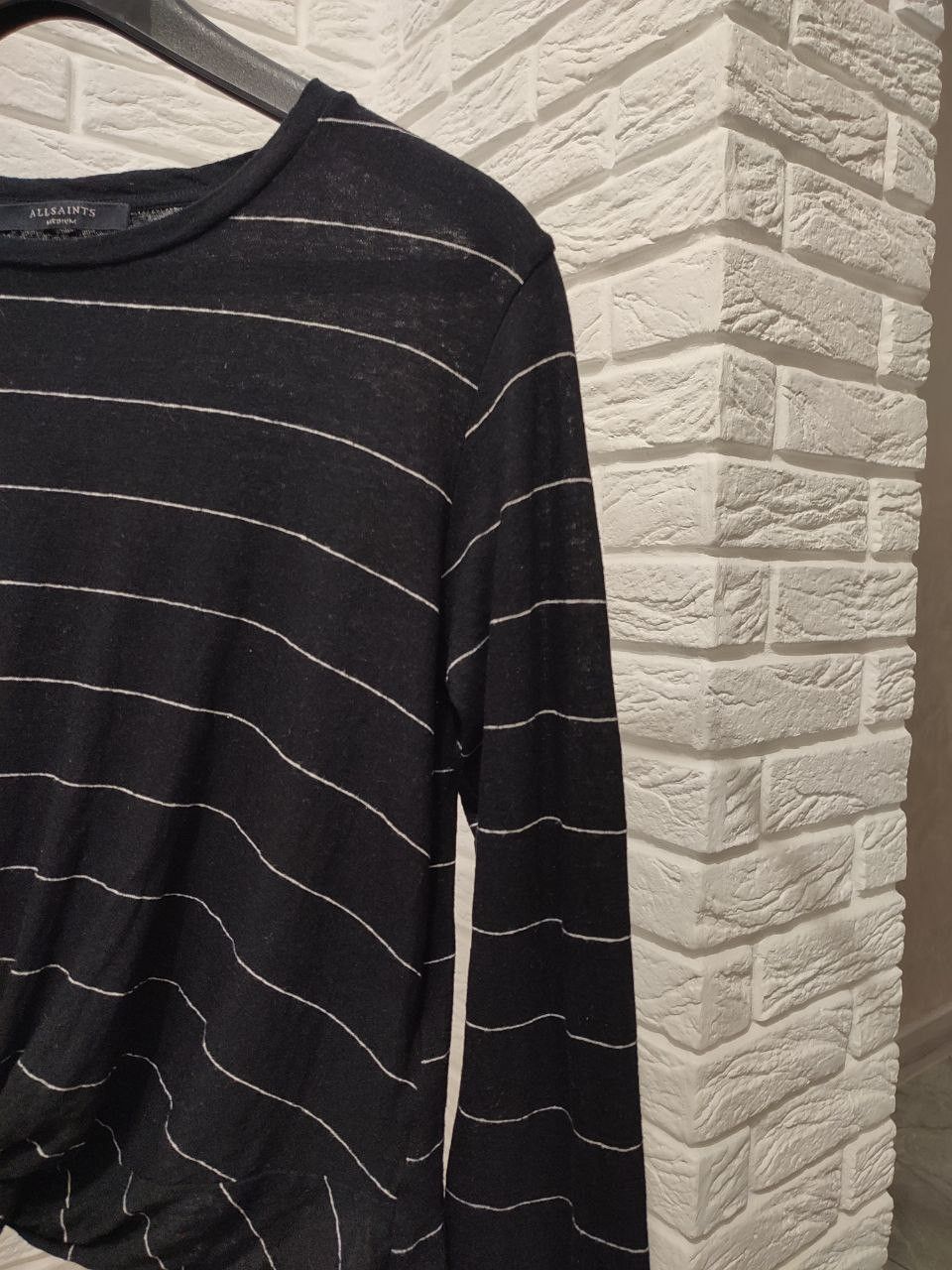 Allsaints AllSaints top black White Striped Twist Crop T-Shirt Size M / US 6-8 / IT 42-44 - 4 Thumbnail