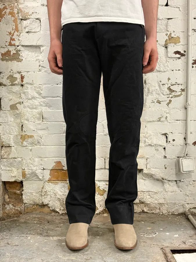 Versace 2000s Versace Black Biker Coton & Leather Pants Size US 30 / EU 46 - 2 Thumbnail
