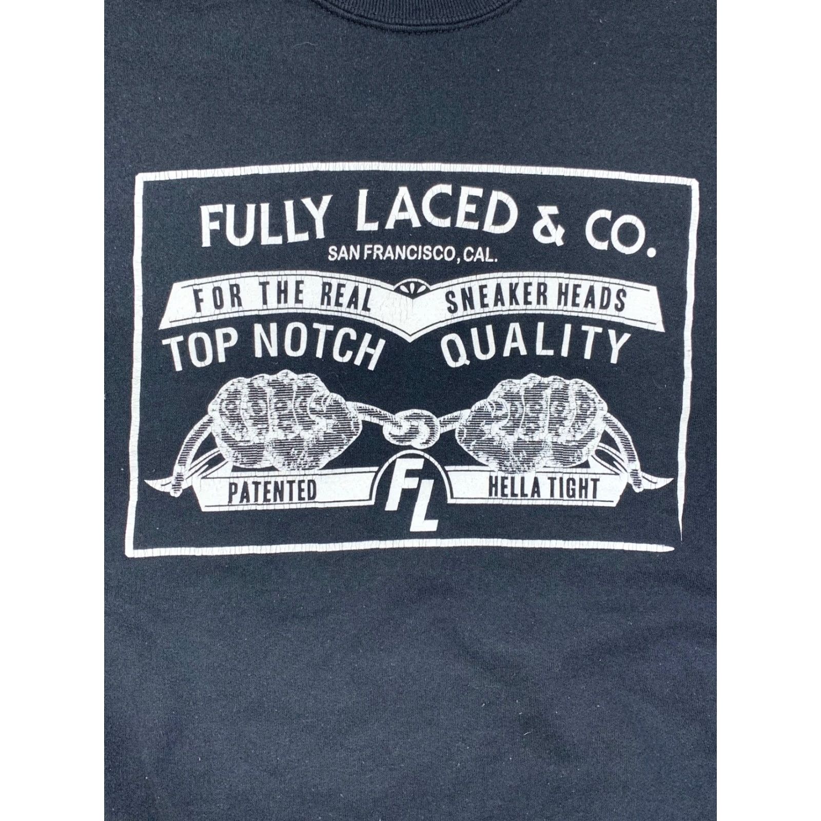 Vintage VINTAGE Fully Laced & Co. Sweater Black Size M Sneaker Heads Pullover Men's Cotton Blend Logo 1995 Size US M / EU 48-50 / 2 - 2 Thumbnail