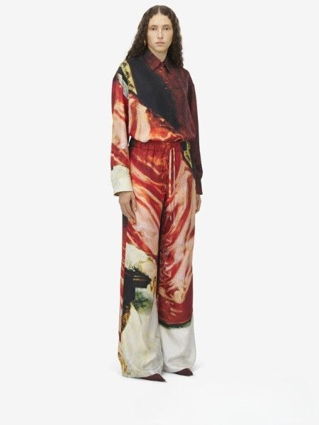 Alexander McQueen o1srvl11e0226 Twill Silk Trousers In Multicolor Size 28" / US 6 / IT 42 - 2 Thumbnail