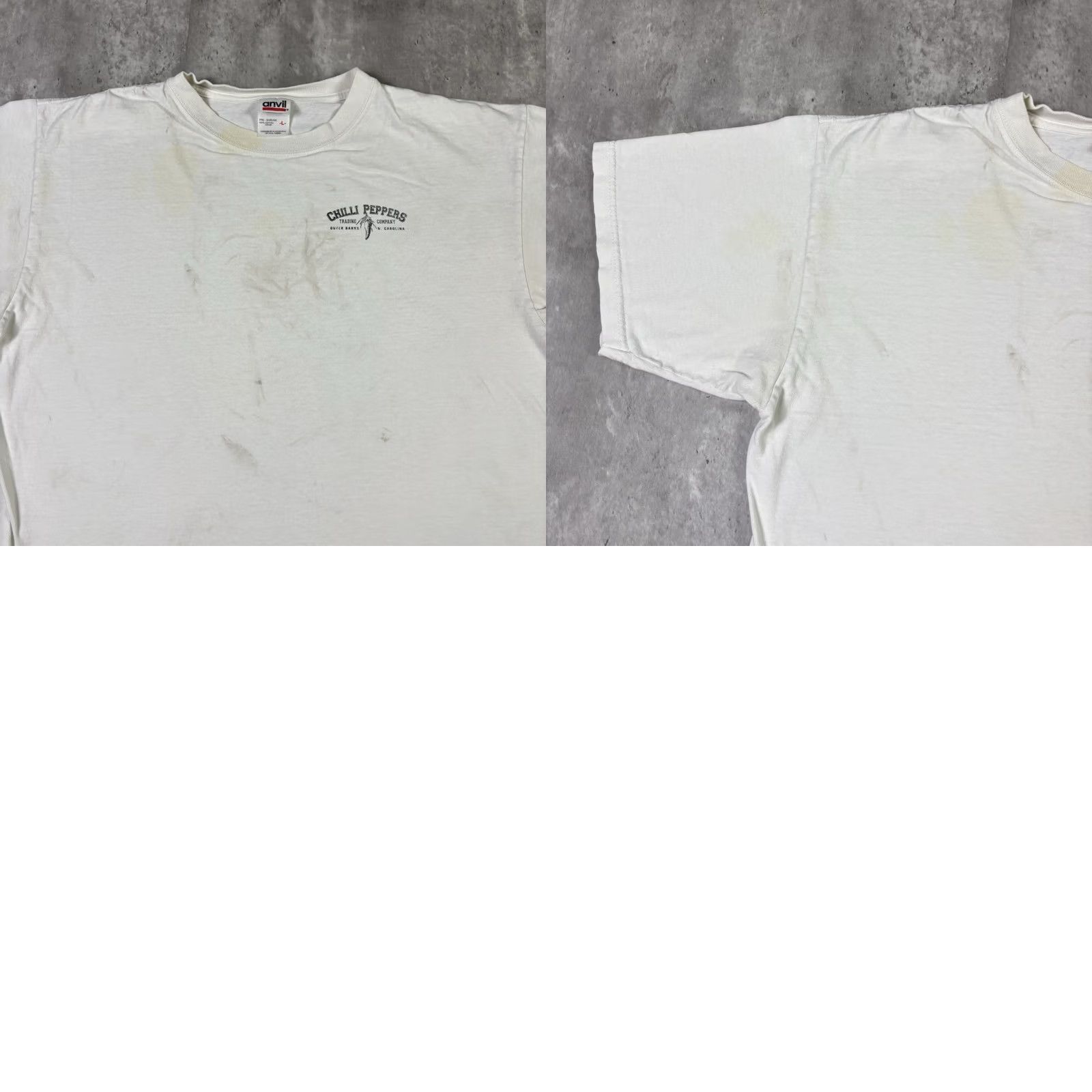 Anvil VINTAGE Chilli Peppers T Shirt Outer Banks Adult L 90s White Cotton Anvil Crew Neck Short Sleeve Men Mens Size US L / EU 52-54 / 3 - 9 Thumbnail