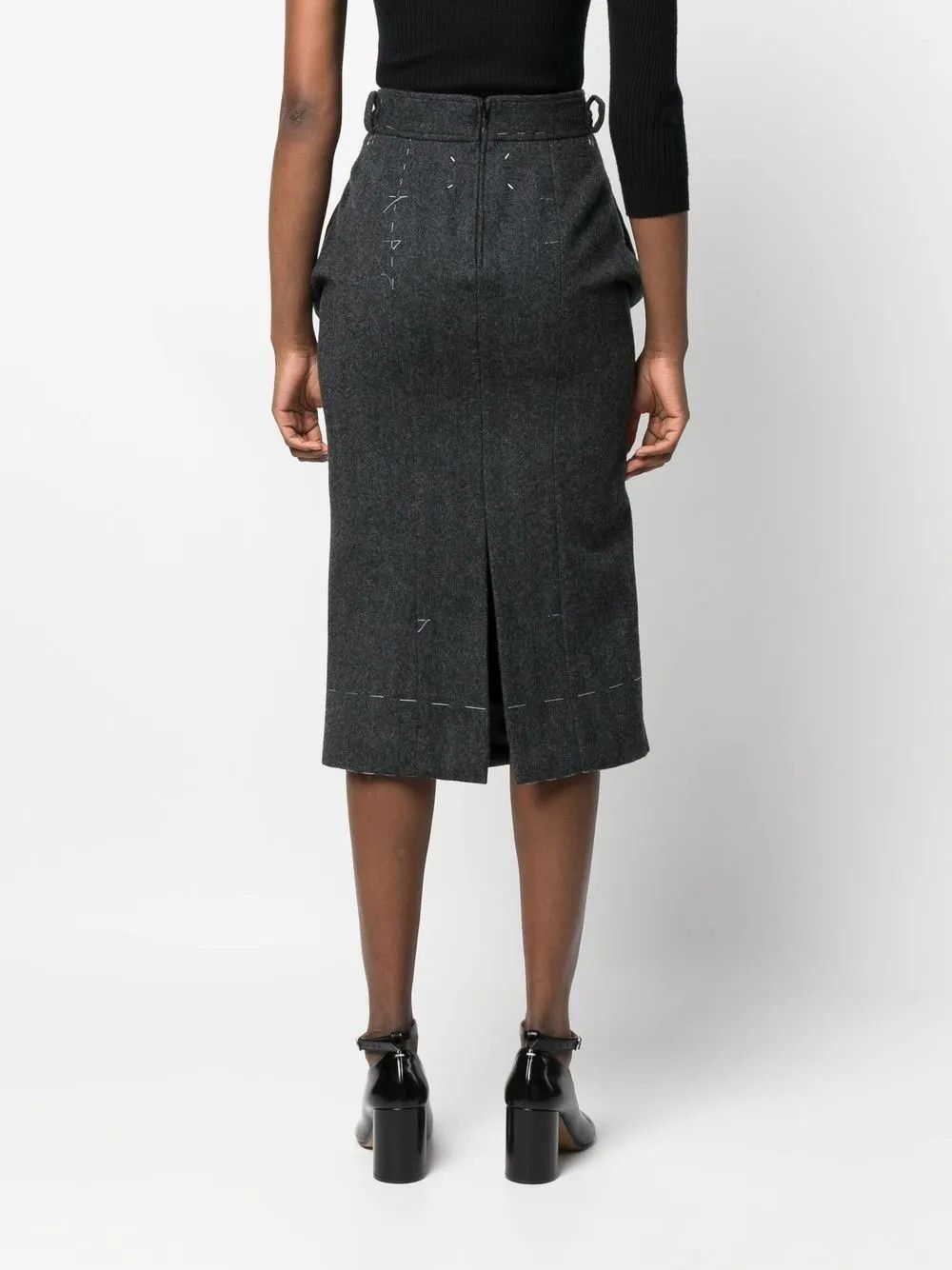 Maison Margiela o1y0625 Midi Skirt in Dark Gray Size 28" / US 6 / IT 42 - 4 Thumbnail