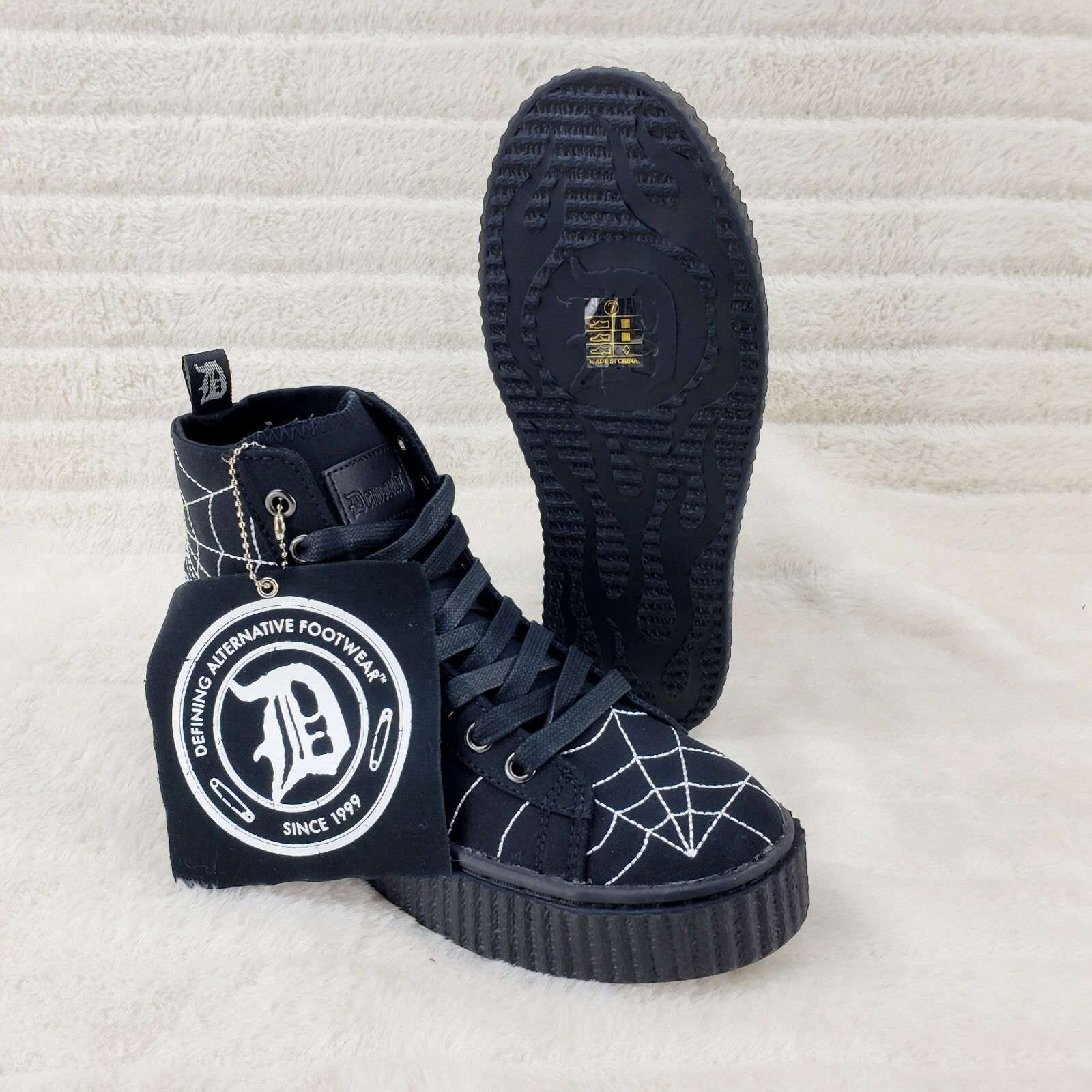 Demonia Cult DEMONIA Stitched Spider Web Hi-Top Creeper Sneaker Goth Pun Size US 9 / EU 42 - 4 Thumbnail