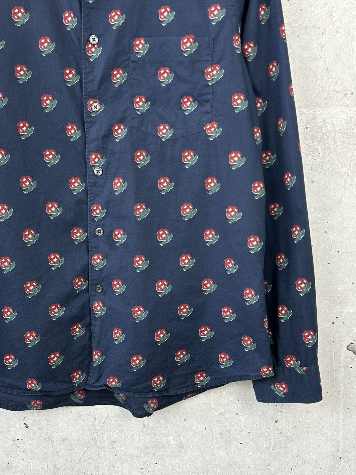 Designer × Paul Smith Paul Smith Tailored Fit Floral Cotton Long Sleeve Shirt Size US L / EU 52-54 / 3 - 4 Thumbnail