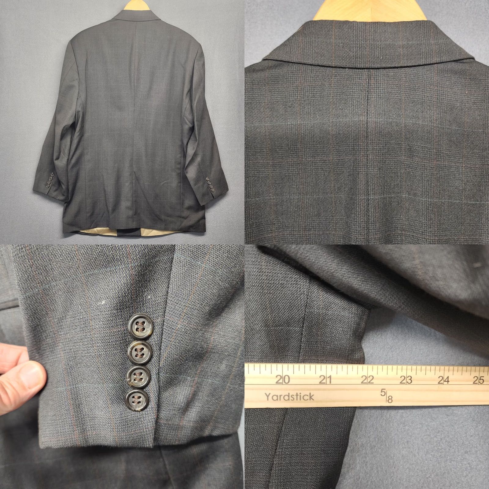 Evan Picone VINTAGE Evan Picone Suit Men Gray Plaid 100% Wool 44R W32 L29 Double Breasted Pleated Cuffed 2 Piece Men’s Wool Suit Size 44R - 8 Thumbnail